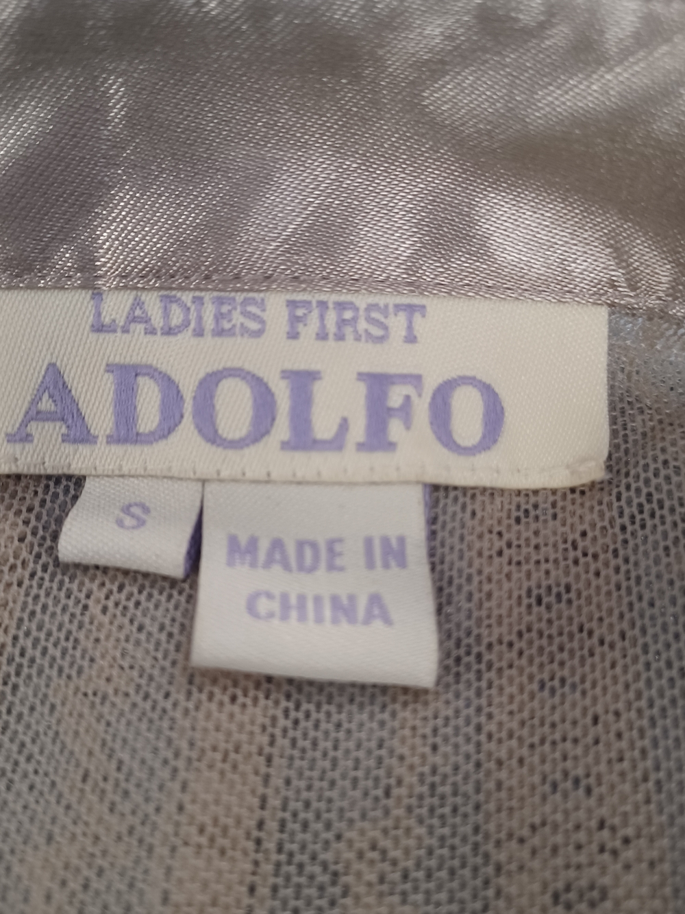 Adolfo Satin-Trim Ruffle Front Gold Blouse SIze S - Picture 5 of 7